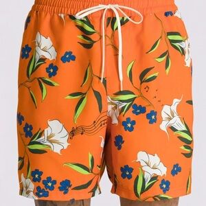 Vans Vibrant Orange Floral Swim Trunks